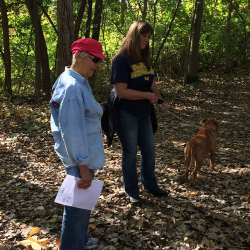 Jane Neff, Linda Neff and Nala enjoyed the beautiful weather on Saturday as they participated in the WACF Falltastic Trail Walk.