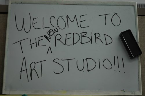 Sign welcomes visitors to RedBird Art Studio