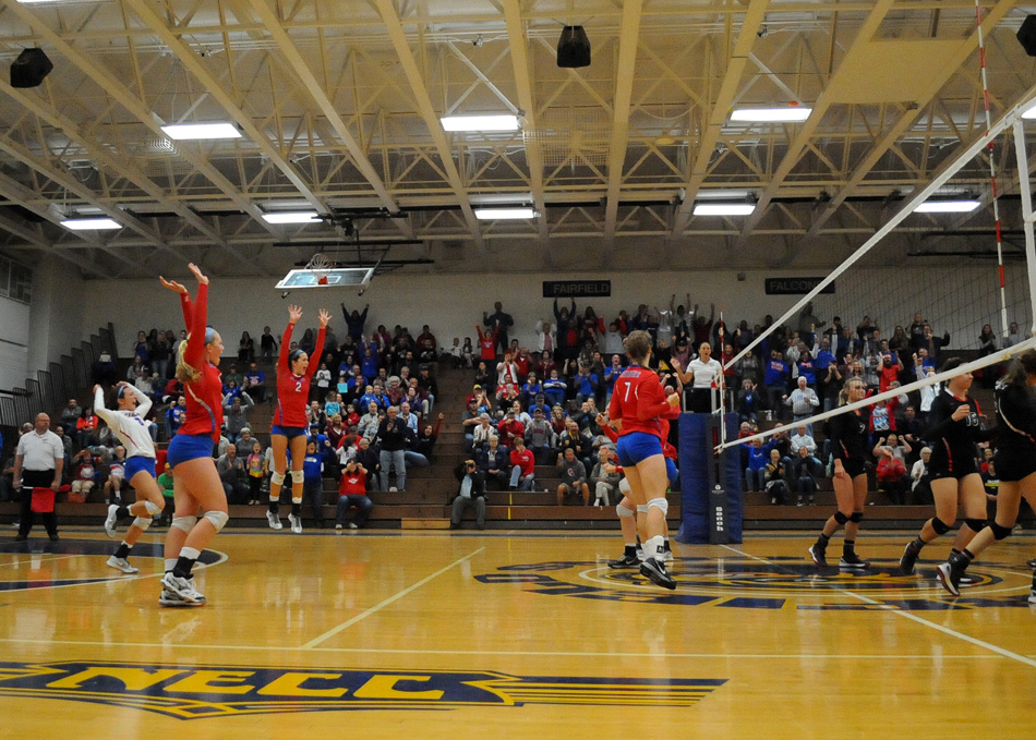 West Noble celebrated its first sectional volleyball championship in 20 years after beating Fairfield and NorthWood Saturday at the Fairfield Volleyball Sectional. (Photos by Mike Deak)