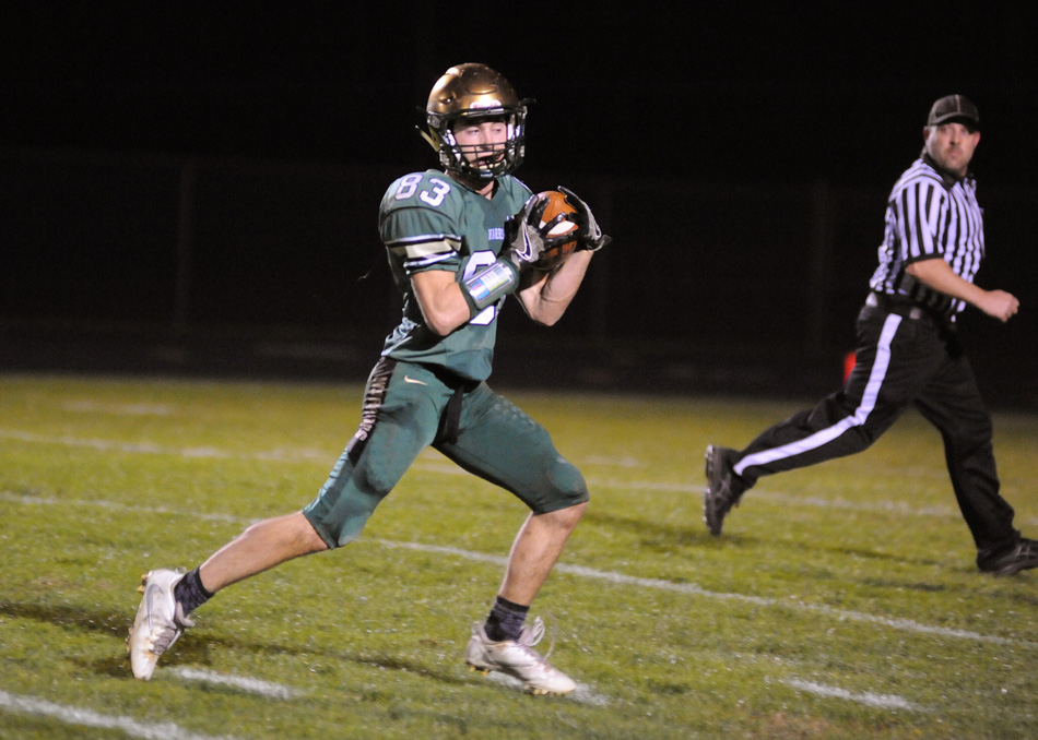 Wawasee's Cole VanLue hauls in a 45-yard touchdown pass.