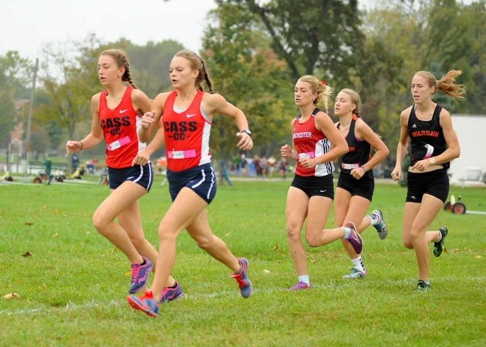 Warsaw's Mia Beckham and Allison Miller will look to stay near the front of the pack, as will Cass' Miah Martin and Alexis Jackson and Manchester's Rae Bedke at the IHSAA Cross Country State Finals. (File photo by Mike Deak)