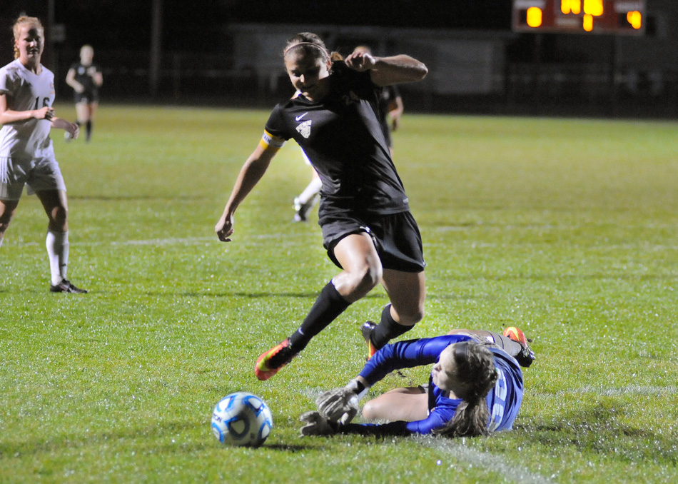 Penn forward Kristina Lynch ran wild on Warsaw Wednesday night at the Goshen Girls Soccer Regional, scoring three goals and assisting on two others in a 7-1 Kingsmen win. (Photos by Mike Deak)