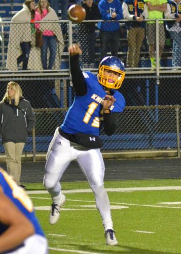 Andrew McCormick rifles a pass for East Noble.