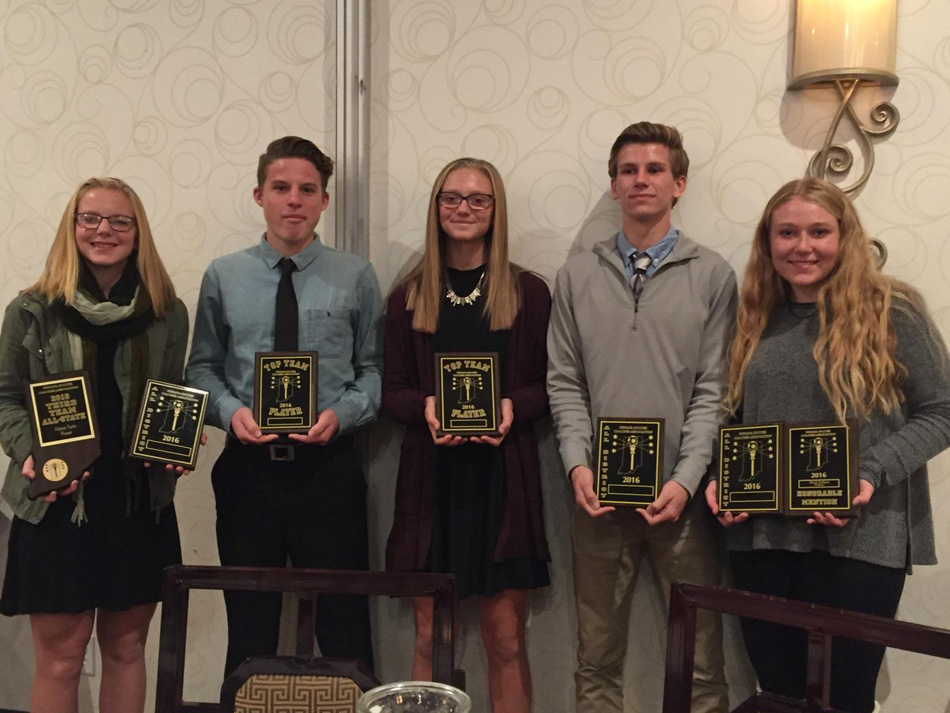 Warsaw Community High School soccer players, from left, Delaney Taylor, Justus Voss, Brenna Shipley, Eric Ocock and Breck Jackson were among the dozens of soccer players in Indiana to win awards from the Indiana Soccer Coaches Association. (Photo provided)