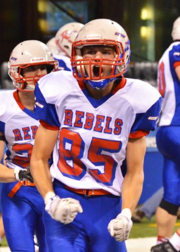 Luke Smock shows some major emotion after Roncalli scored the game's first touchdown.