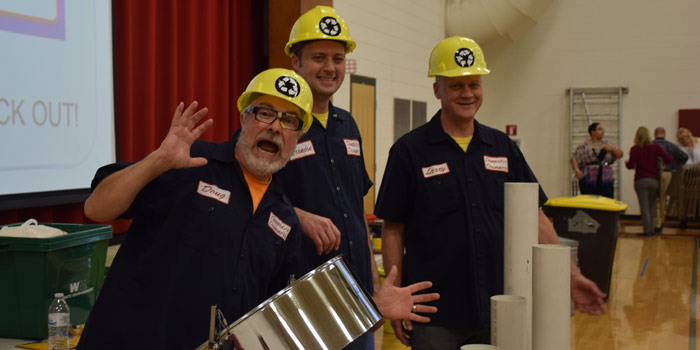 Dumpster Drummers, from left, Doug, Brandon and Larry.