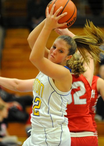 Triton's Nicole Sechrist gets mean on a rebound.