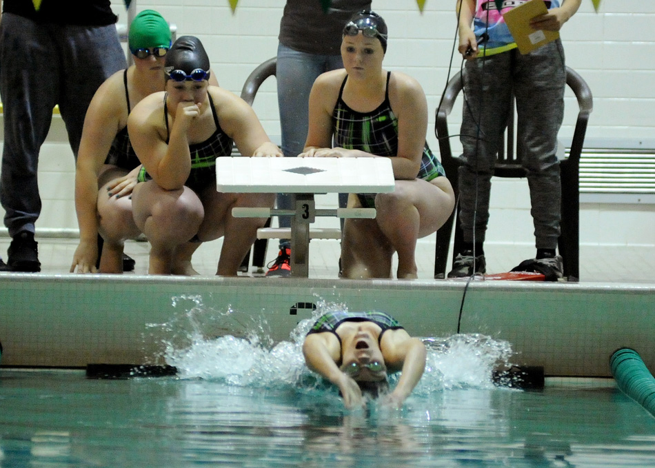 Tippecanoe Valley's medley relay takes off to open the dual Monday night with NorthWood. (Photos by Mike Deak)