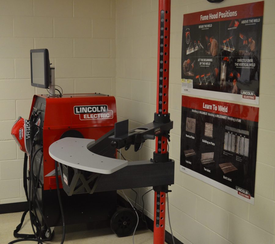 Shown is a virtual welder recently obtained for the Pathways program. It gauges welding techniques of students and can also be used for actual welding.