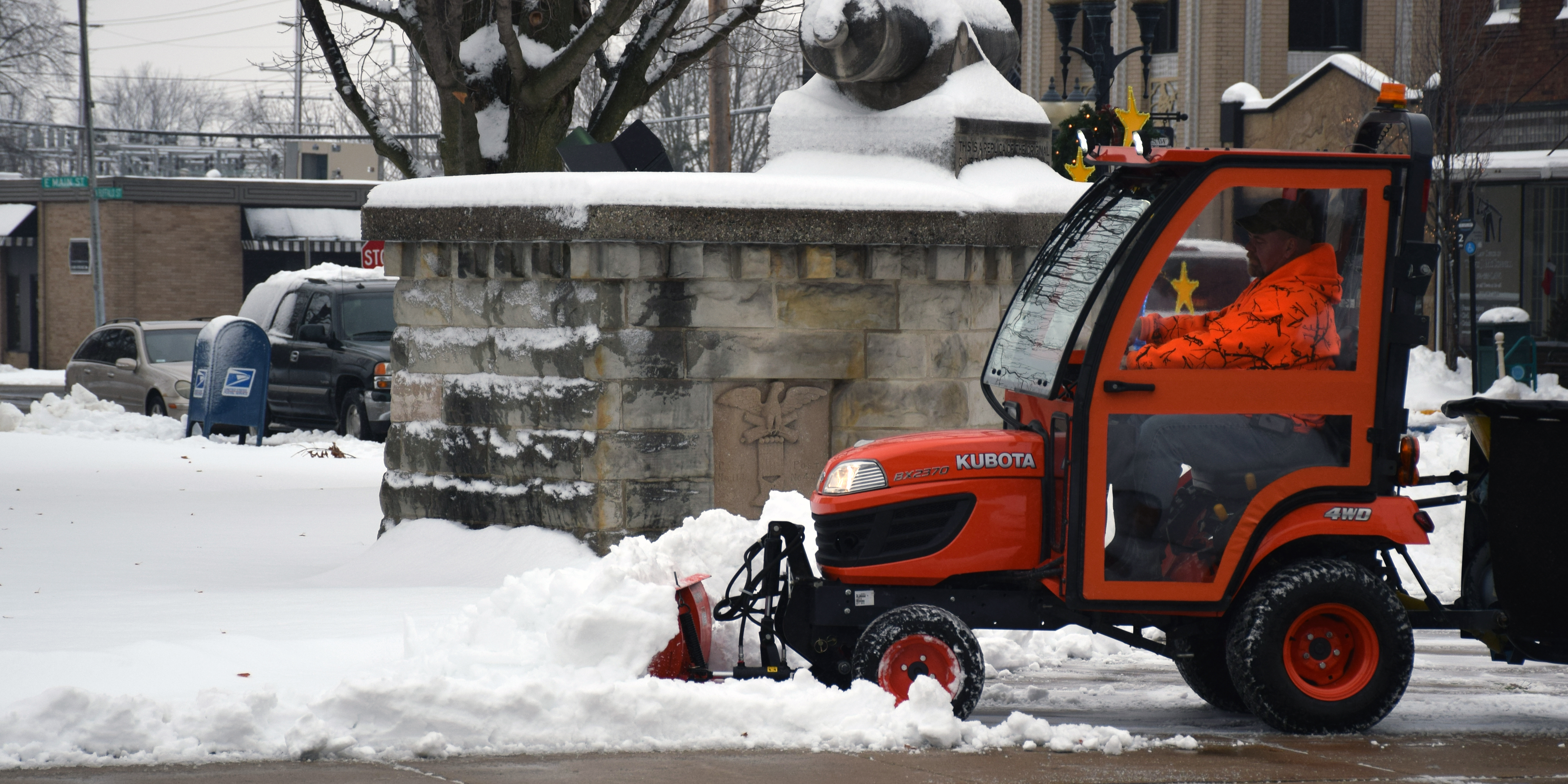 The City of Warsaw's employees are hard at work emptying the streets and sidewalks of snow.