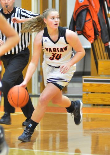 Warsaw's Kaylee Patton brings the ball up the floor during Thursday's win against Oregon-Davis. (Photos by Nick Goralczyk)