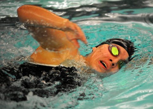 Dineli Prestegun of Warsaw works in the 200 freestyle.