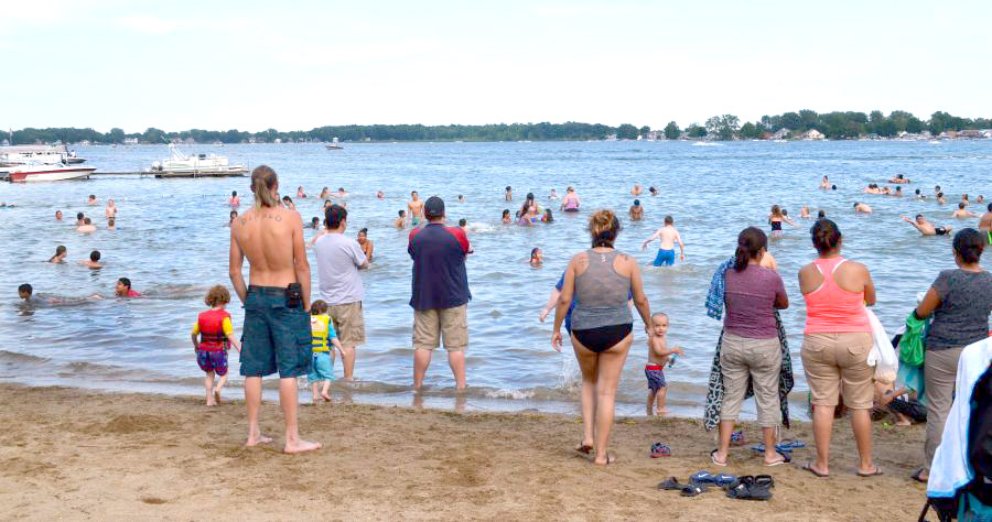 The beach at Lakeside Park the Fourth of July was busy.