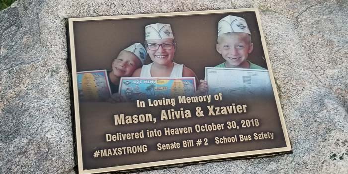 Earlier this month, friends and supporters unveiled a plaque honoring the three victims of the bus crash. The plaque is at Good Family Funeral Home in Rochester. InkFreeNews photo by Dan Spalding.