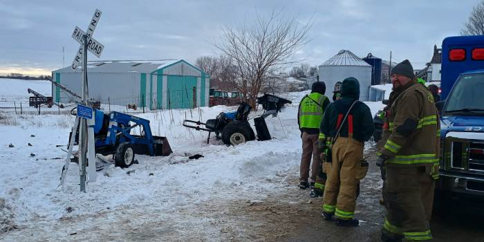 UPDATE: Man Flown To Warsaw Hospital After Tractor Hit By Train